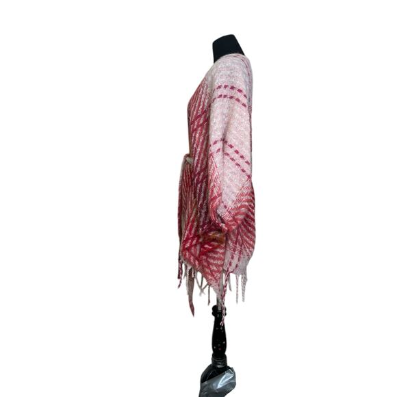 Vince Camuto Pink Twill Striped Tie Waist Ruana Wrap size One Size - Picture 9 of 11